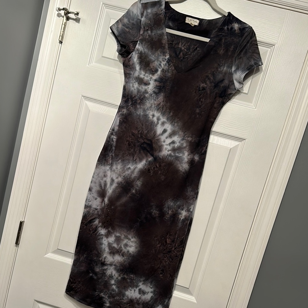 See You Monday Black and Gray Midi Dress